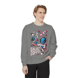 Galactic Coffee Comfort Colors Sweatshirt, Funny Alien Coffee Lover Shirt, Space Nerd Sweatshirt, Sci Fi Gift for Coffee Fans