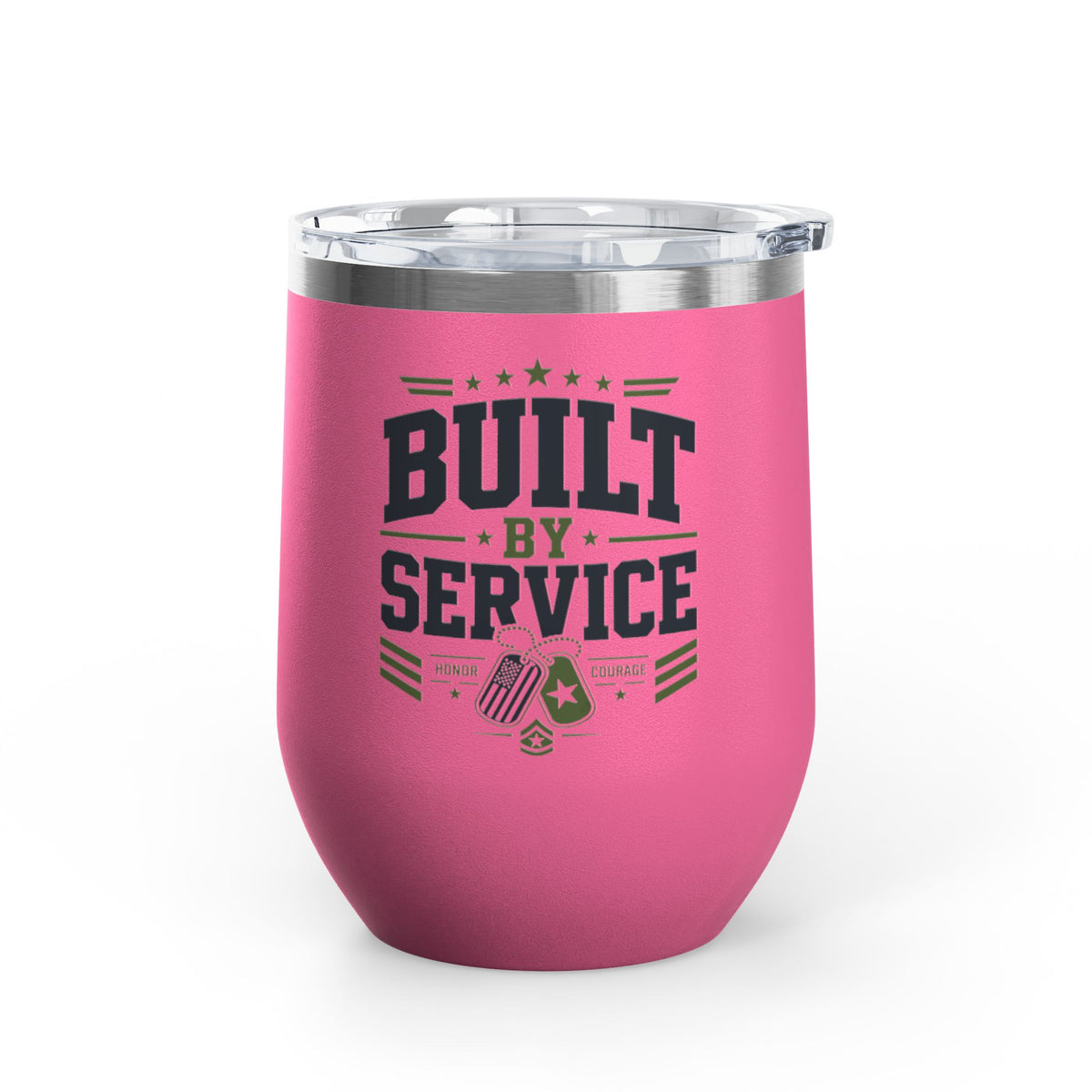 Military Wine Tumbler, Built by Service Gift for Veteran, Patriotic Drinkware for Him, Military Appreciation Gift, Veterans Day Gift