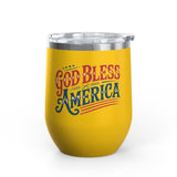God Bless America Wine Tumbler, Patriotic Drinkware for Women, USA Wine Cup, Fourth of July Gift, American Pride Gift, Red White Blue Cup