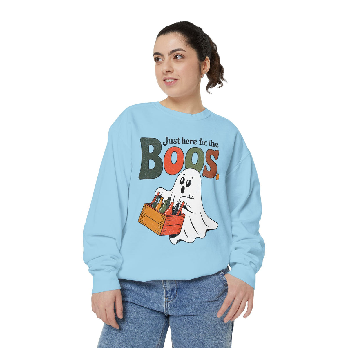 Funny Halloween Ghost Sweatshirt, Where My Boos At Party Pullover, Spooky Season Drinking Gift for Beer Lover, Adult Costume Party Outfit