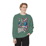 Galactic Coffee Comfort Colors Sweatshirt, Funny Alien Coffee Lover Shirt, Space Nerd Sweatshirt, Sci Fi Gift for Coffee Fans