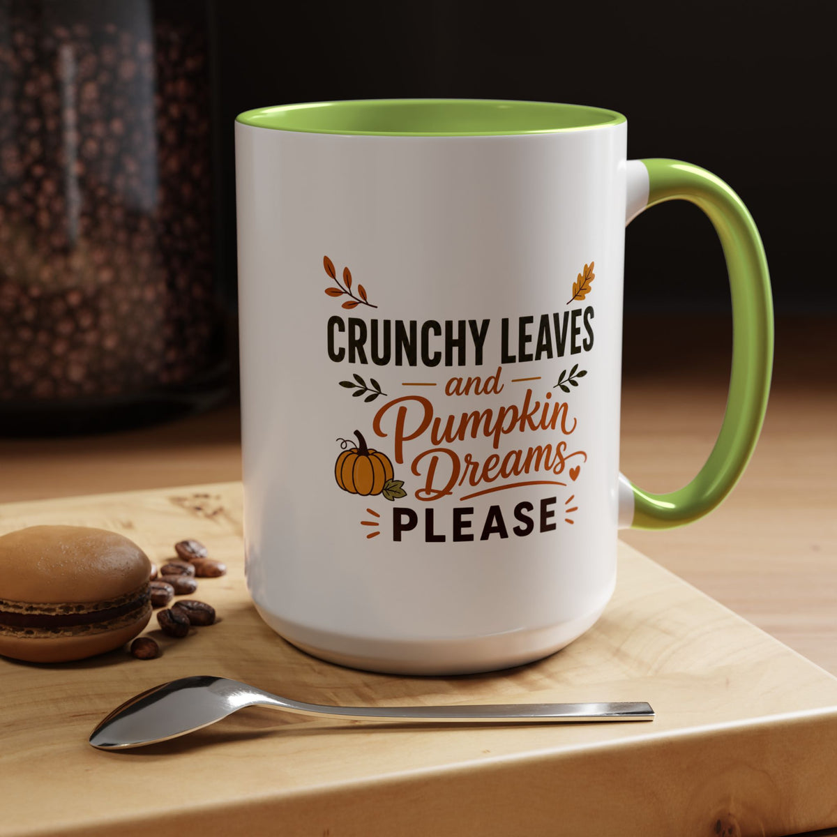 Cozy Air and Crunchy Leaves Mug, Pumpkin Dreams Fall Coffee Cup, Autumn Lover Gift for Her, Cute Seasonal Drinkware and Decor