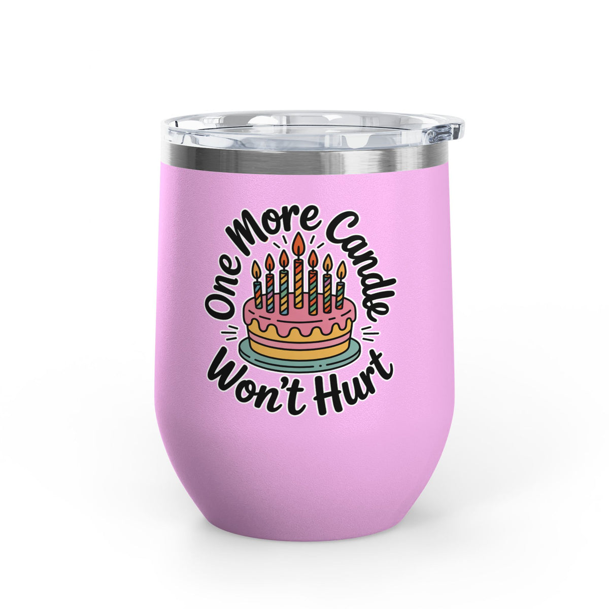 Funny Birthday Wine Tumbler, One More Candle Won't Hurt Cake Design, Getting Older Gift for a Best Friend or Coworker Who Loves a Laugh