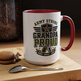 Army Strong Grandpa Mug, Grandpa Proud Military Coffee Cup, Veteran Grandfather Gift, Service Legacy Present for Birthday or Father's Day