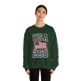 USA 250 Sweatshirt, American Flag Crewneck, Patriotic Pullover, USA 250th Anniversary Gift, Fourth of July Shirt, Americana Top