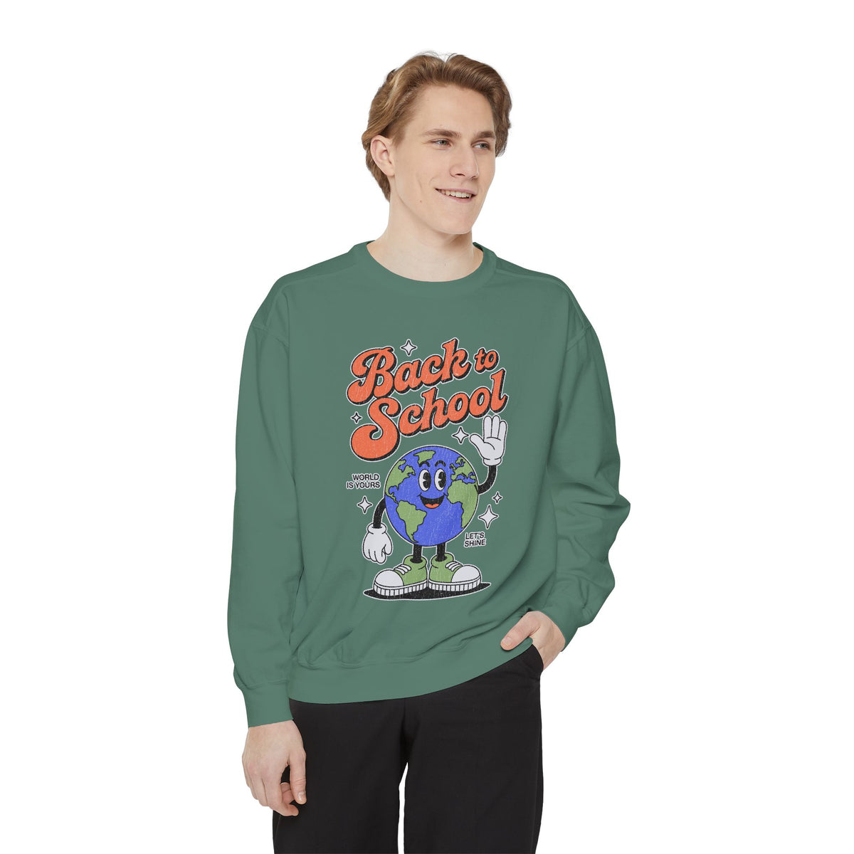 Back to School Earth Sweatshirt, Retro Globe Graphic Pullover, Teacher First Day Outfit, Student Gift, Classroom Crewneck, Educator Gift