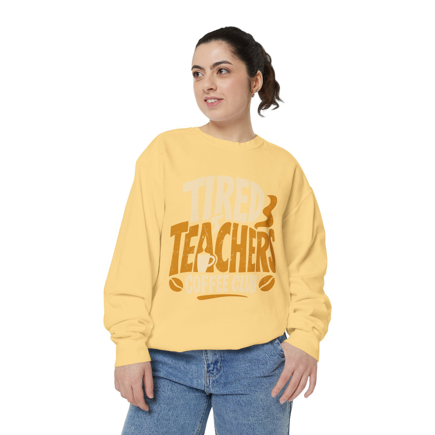 Tired Teachers Coffee Club Comfort Colors Sweatshirt, Funny Teacher Coffee Shirt, Educator Gift, Teacher Life Pullover