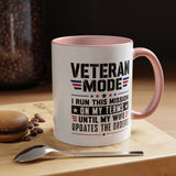 Funny Veteran Husband Mug, Veteran Mode Wife Updates Orders Coffee Cup, Military Spouse Gift for Retired Soldier, Anniversary or Birthday