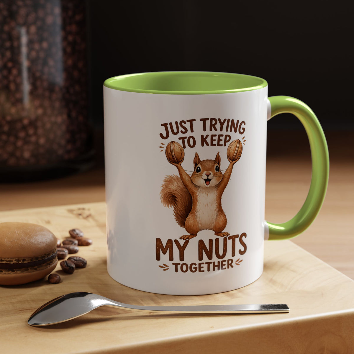 Funny Squirrel Coffee Mug, Just Trying To Keep My Nuts Together Mug, Cute Squirrel Mug, Woodland Animal Gift for Nature Lovers