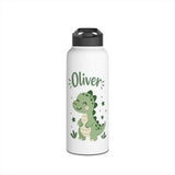Dinosaur Personalized Water Bottle, Custom Name Drink Bottle, Adventure Gift, Kids School Bottle, Birthday Gift, Reusable Hydration Bottle
