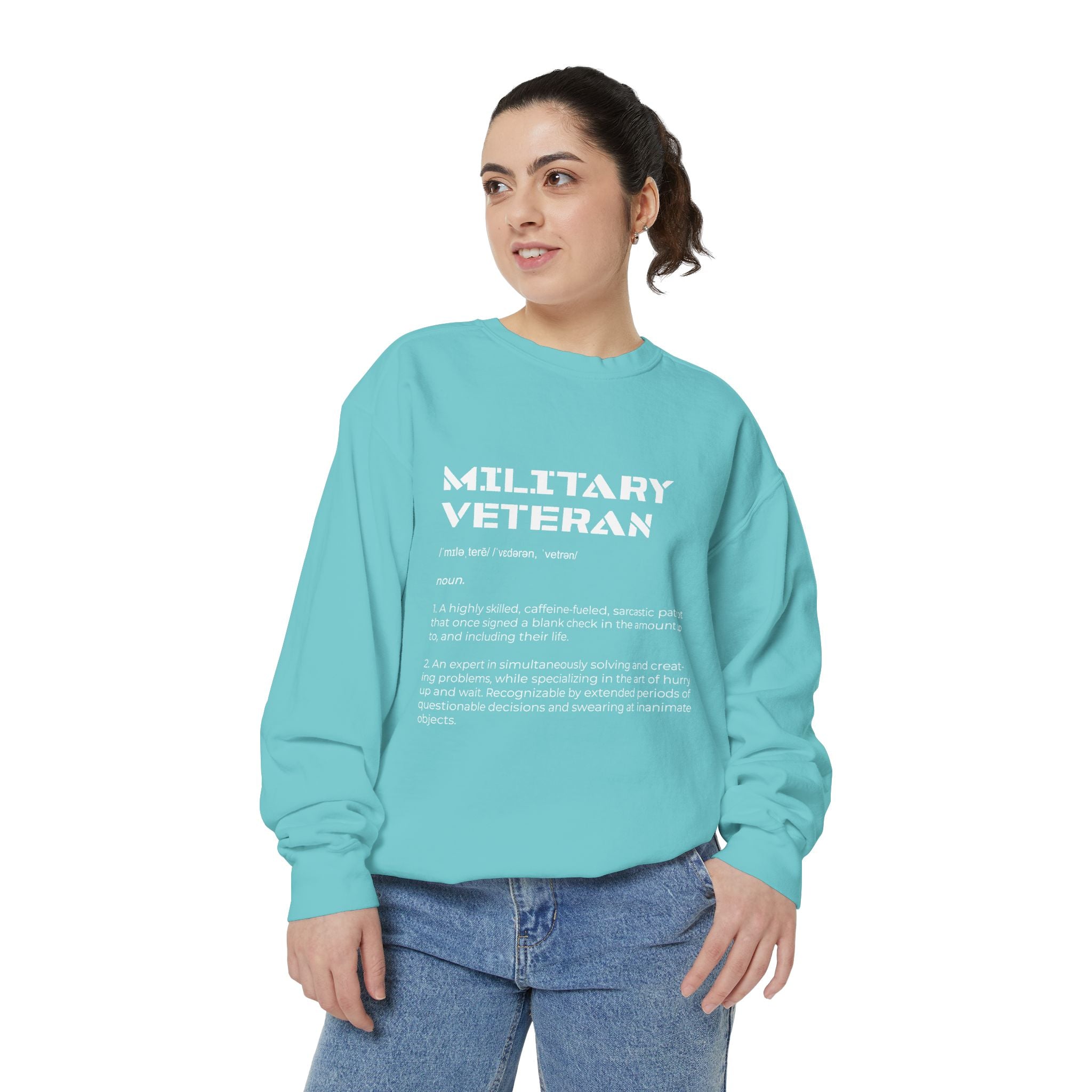 Military Veteran Definition Sweatshirt, Funny Veteran Crewneck, Sarcastic Armed Forces Gift, Retirement Pullover for Proud Service Member