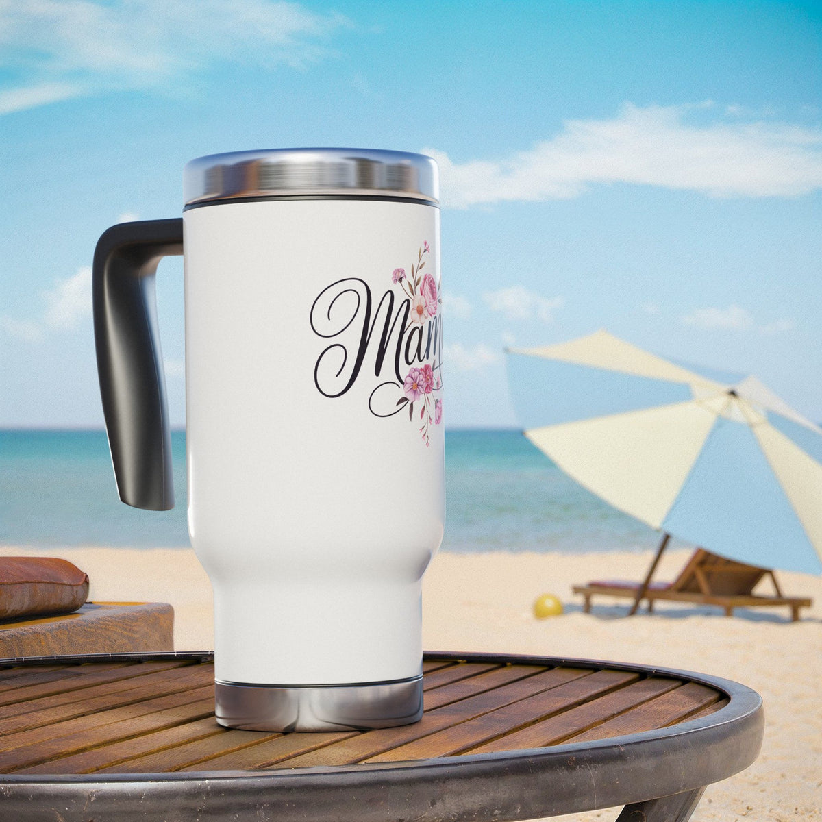 Mama Floral Stainless Steel Travel Mug, Mothers Day Gift for Mom, Flower Coffee Cup, Mom Travel Mug, Birthday Gift for Mama