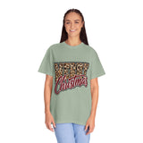 Merry Christmas Leopard Print Shirt, Trendy Holiday T-Shirt, Cheetah Lettering Xmas Tee, Festive Gift for Women, Mom, Teacher or Friend