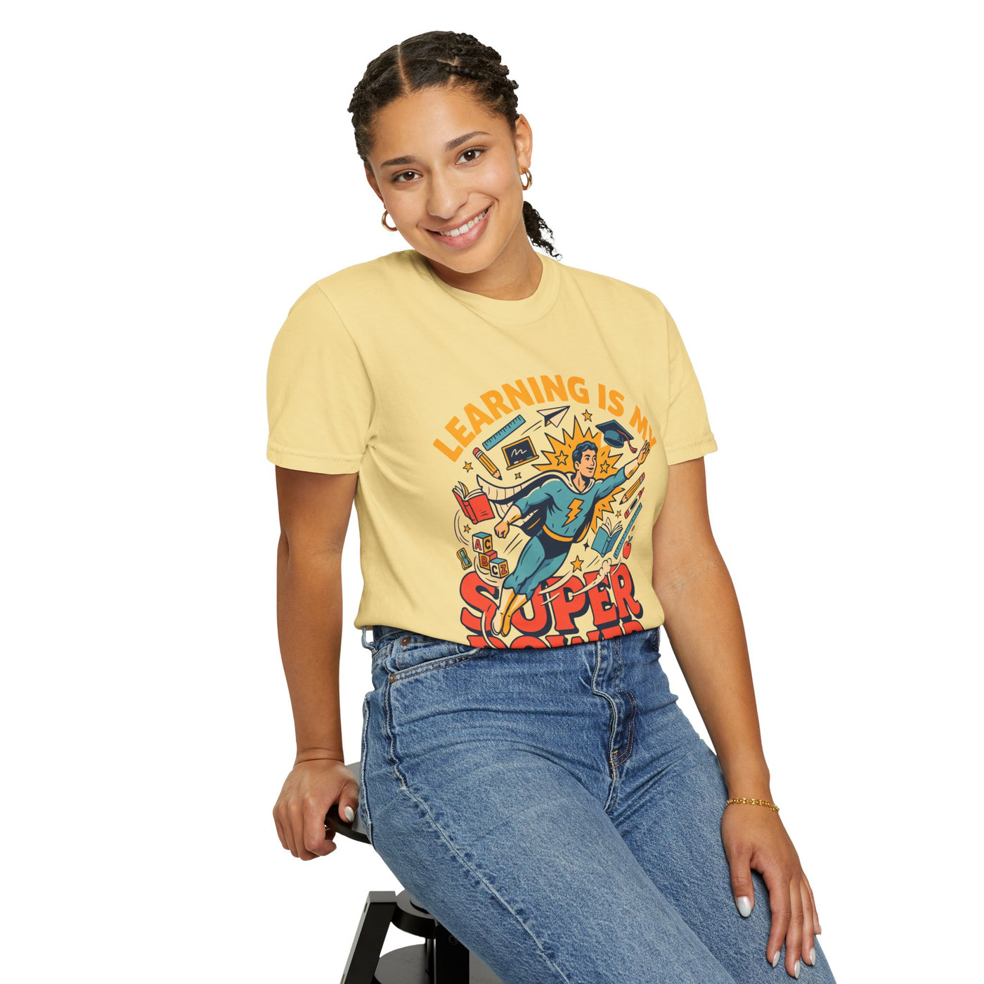 Teacher Superhero Comfort Colors Shirt, Learning Is My Super Power Tee, Teacher Appreciation Gift, Back To School Educator Shirt