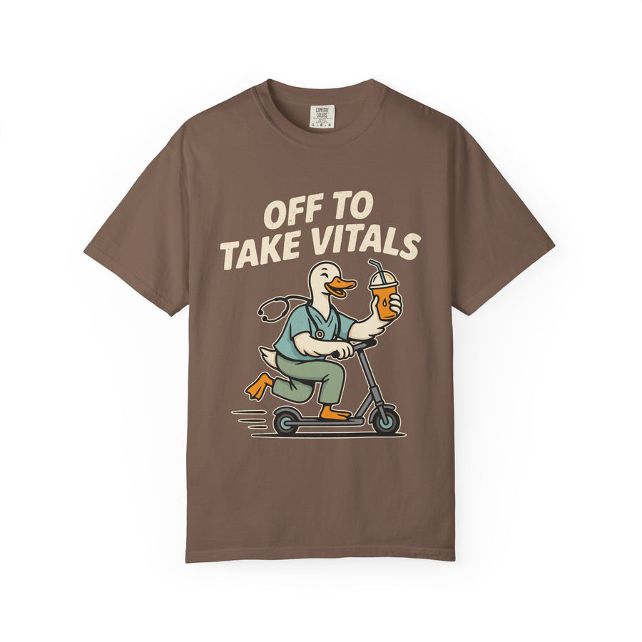 Funny Off To Take Vitals Comfort Colors Shirt, Duck Healthcare Worker Tee, Medical Humor Graphic T Shirt, Clinic Staff Gift