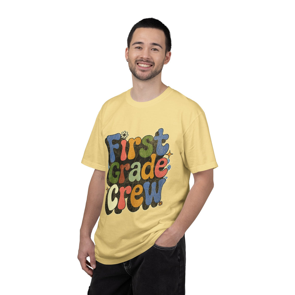 First Grade Crew T-Shirt, Retro Teacher Team Graphic Tee, Elementary School Staff Gift, First Day Classroom Outfit, Grade One Shirt