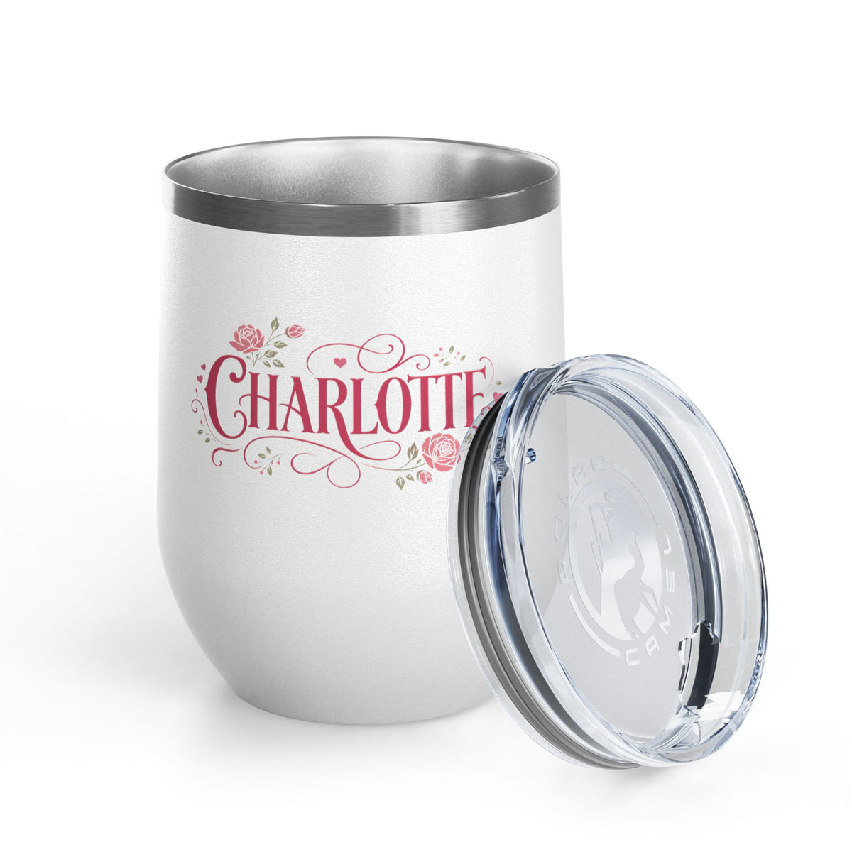 Personalized Wine Tumbler with Name, Floral Rose Drink Cup, Custom Gift for Her, Feminine Drinkware, Birthday Gift, Bridesmaid Gift