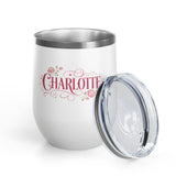 Personalized Wine Tumbler with Name, Floral Rose Drink Cup, Custom Gift for Her, Feminine Drinkware, Birthday Gift, Bridesmaid Gift