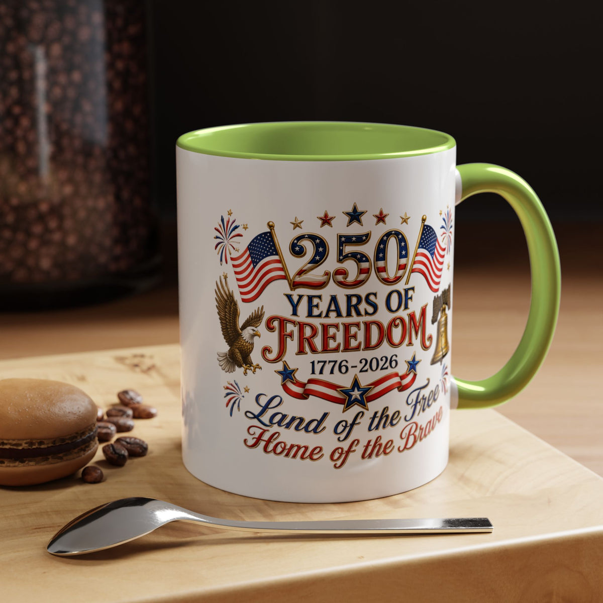 250 Years of Freedom Mug, America 250th Anniversary Coffee Mug, Patriotic Eagle Liberty Bell Cup, USA Semiquincentennial Gift