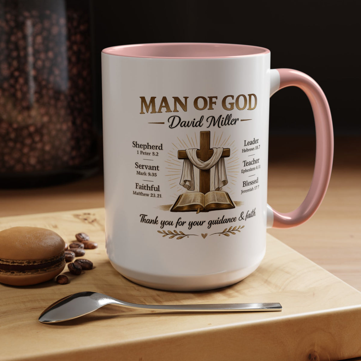 Personalized Man of God Mug, Christian Pastor Appreciation Gift, Custom Faith Coffee Mug for Pastor, Church Leader Thank You Gift