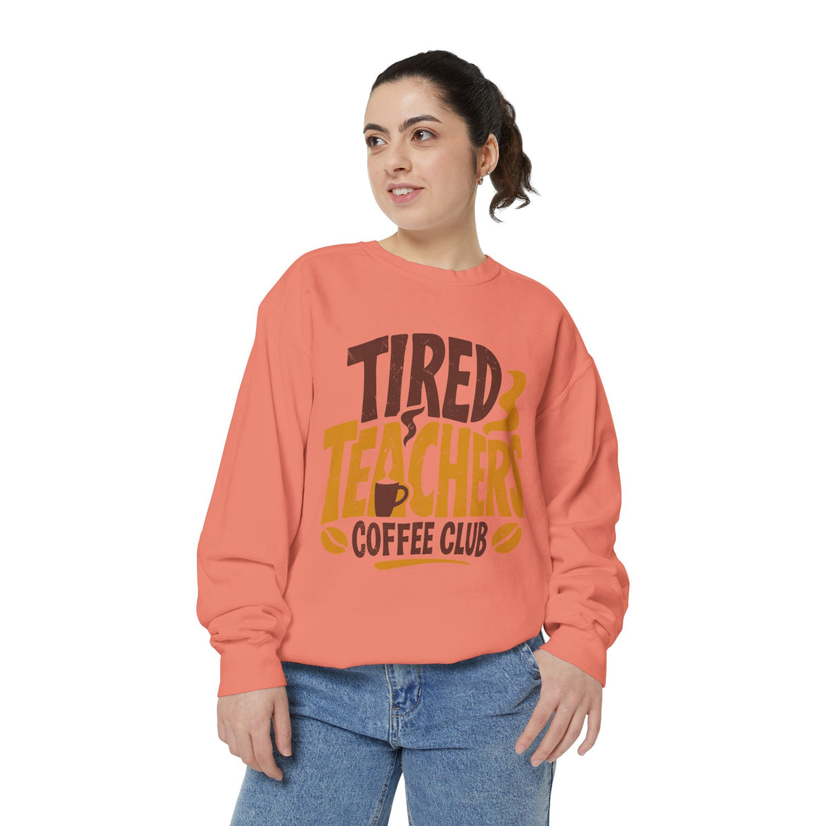 Funny Teacher Coffee Club Comfort Colors Sweatshirt, Tired Teachers Club Graphic Sweatshirt, Teacher Appreciation Gift for Coffee Lovers