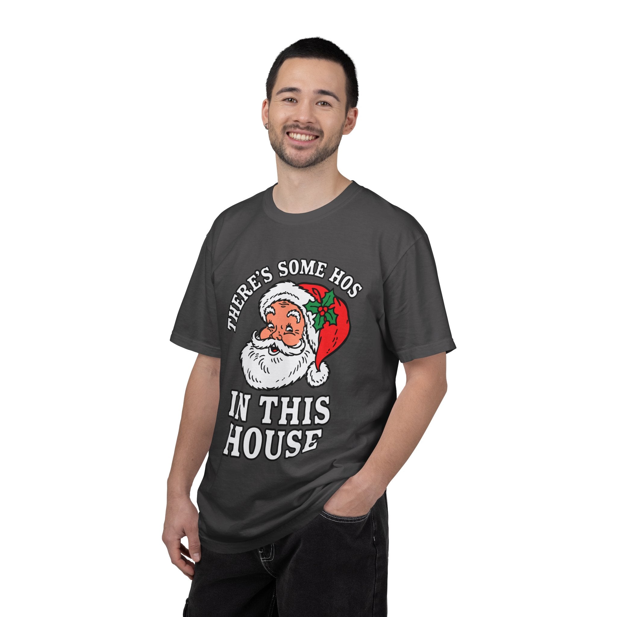 There's Some Ho's in This House Shirt, Funny Santa Christmas T-Shirt, Adult Holiday Party Tee, Naughty Xmas Gift for Friends or Family