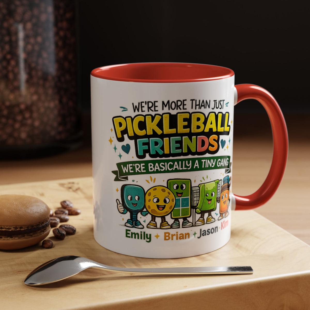 Personalized Pickleball Friends Mug, Custom Pickleball Team Coffee Mug with Names, Funny Pickleball Gift for Teammates and Best Friends