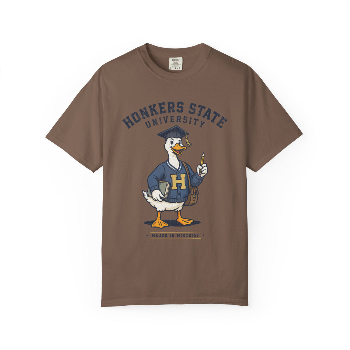 Honkers State University T-Shirt, Funny Goose Graduate Graphic Tee, Major in Mischief College Student Gift, Graduation Campus Shirt