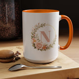 Personalized Floral Monogram Mug, Custom Initial Coffee Mug for Women, Botanical Letter Cup, Bridesmaid Gift, Birthday Gift for Her
