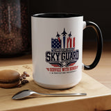 Military Aviation Coffee Mug, American Skies Skyguard Cup, Patriotic Fighter Jet Gift for Pilot, Veteran, Airman or Armed Forces Supporter