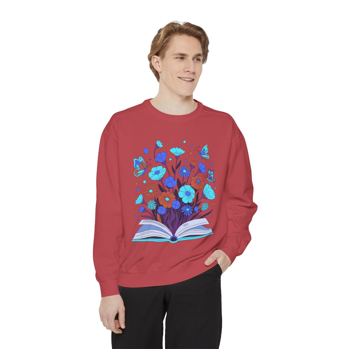 Book Lover Floral Sweatshirt, Open Book and Wildflower Crewneck, Reader Librarian Gift, Cozy Literary Pullover for Women and Teachers