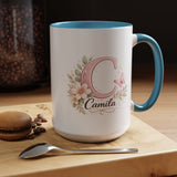 Personalized Initial Name Mug, Custom Floral Monogram Coffee Mug for Women, Butterfly Letter Cup, Birthday Gift for Her, Bridesmaid Mug