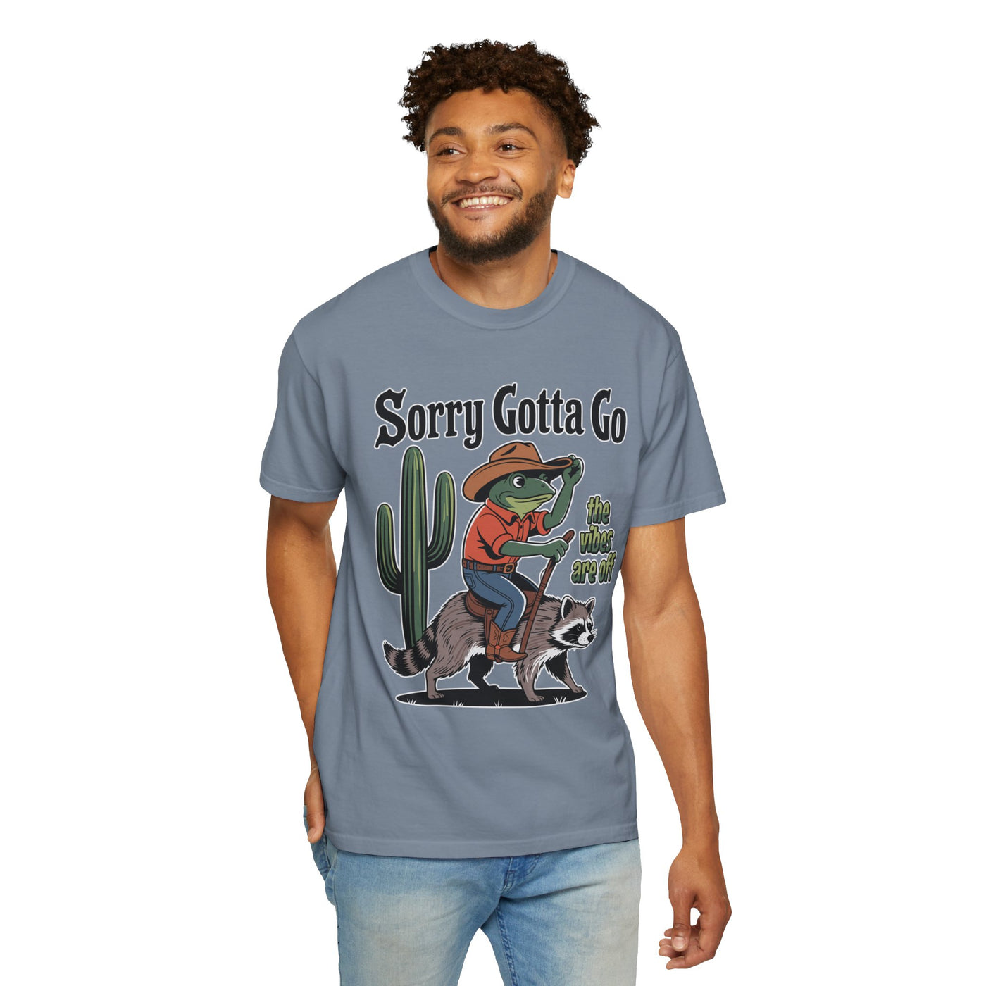 Funny Frog Cowboy Comfort Shirt, Sorry Gotta Go The Vibes Are Off Tee, Raccoon Meme Tshirt, Western Humor Shirt