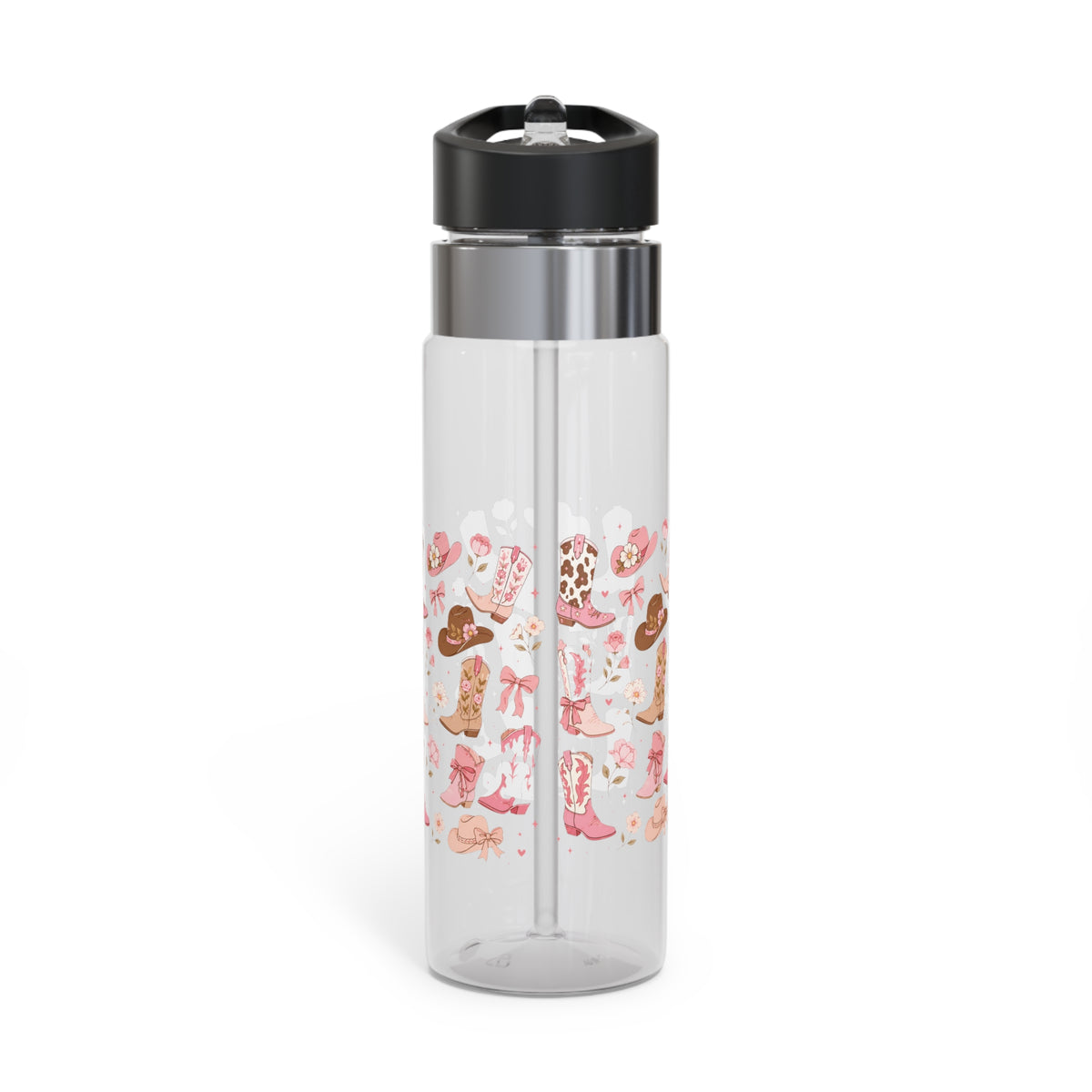 Cowgirl Western Boots Transparent Water Bottle, Cute Country Drinkware, Pink Rodeo Gift for Her, Cowgirl Gym and Everyday Hydration