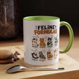 Funny Cat Science Coffee Mug, Feline Formulas Cat Lover Mug, Chemistry Cat Gift, Nerdy Cat Mom Cup for Scientists & Students