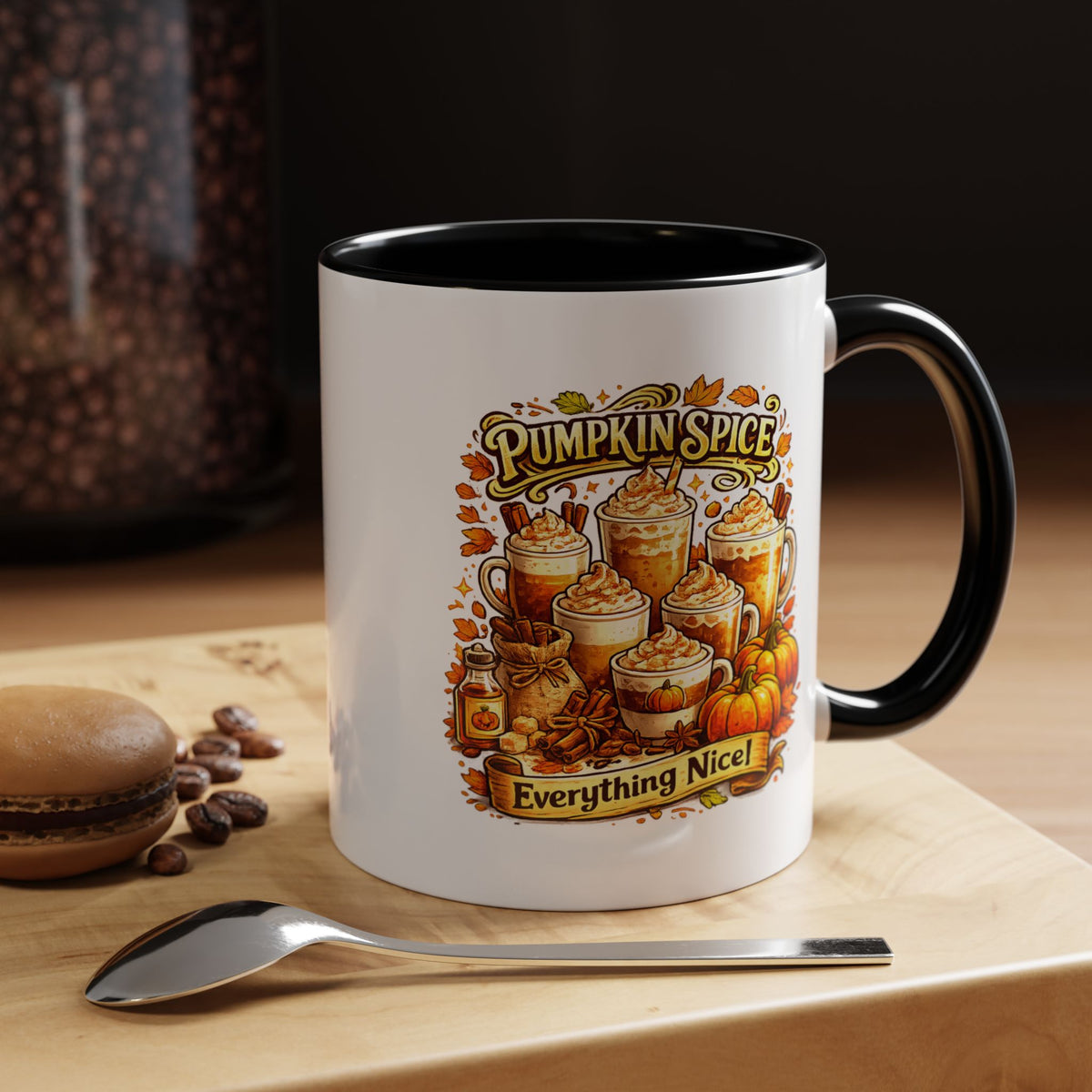 Pumpkin Spice Coffee Mug, Everything Nice Fall Cup, Autumn Latte Gift for Coffee Lover, Thanksgiving Hostess or Pumpkin Season Fan