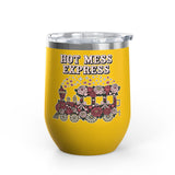 Hot Mess Express Wine Tumbler, Floral Drinkware, Funny Gift for Busy Moms, Besties, Coworkers and Chaos Coordinators