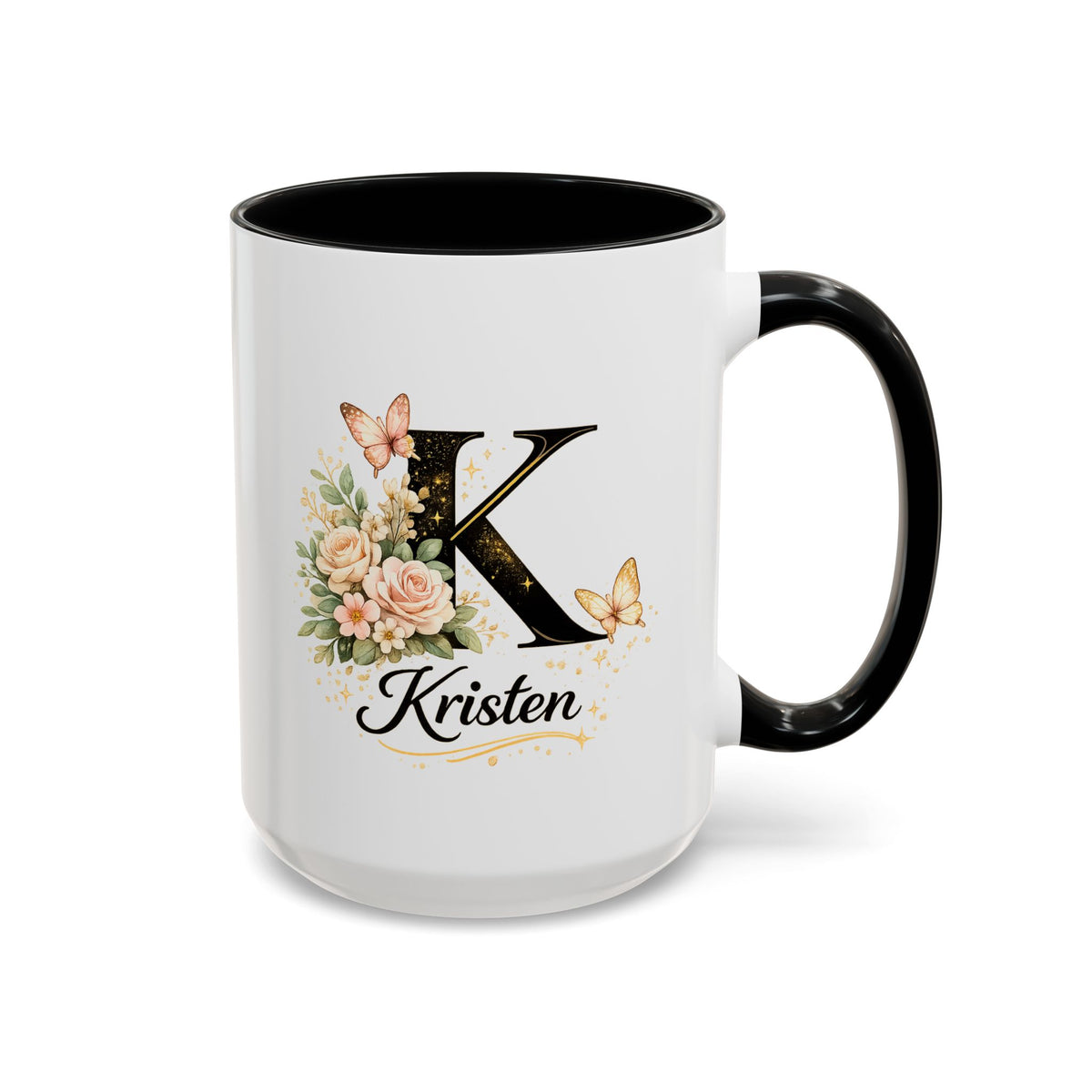 Personalized Butterfly Monogram Mug, Custom Name Coffee Mug with Initial Letter, Floral Mug for Women, Birthday Gift, Elegant Custom Cup