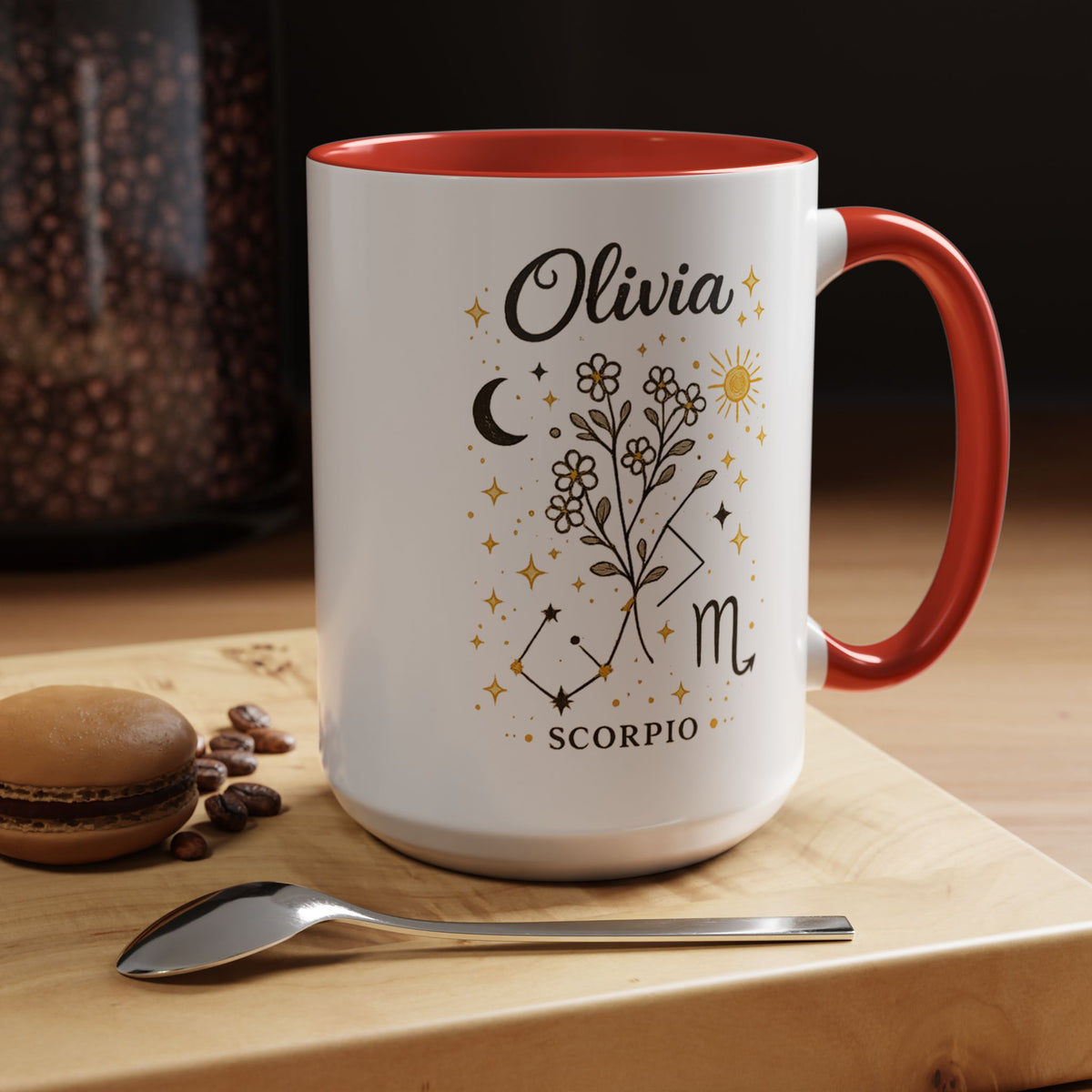 Personalized Scorpio Zodiac Mug, Custom Name Astrology Coffee Mug, Scorpio Birth Sign Gift for Her, Celestial Horoscope Cup