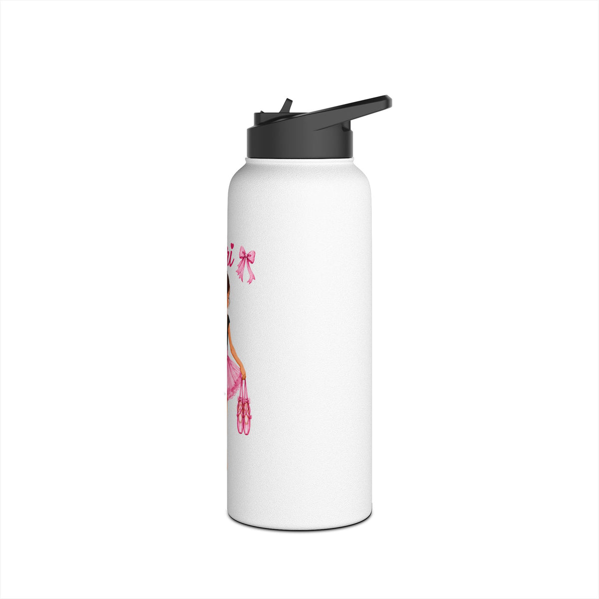 Personalized Ballerina Water Bottle for Girls, Custom Name Ballet Dance Bottle, Insulated Stainless Steel Kids School Bottle