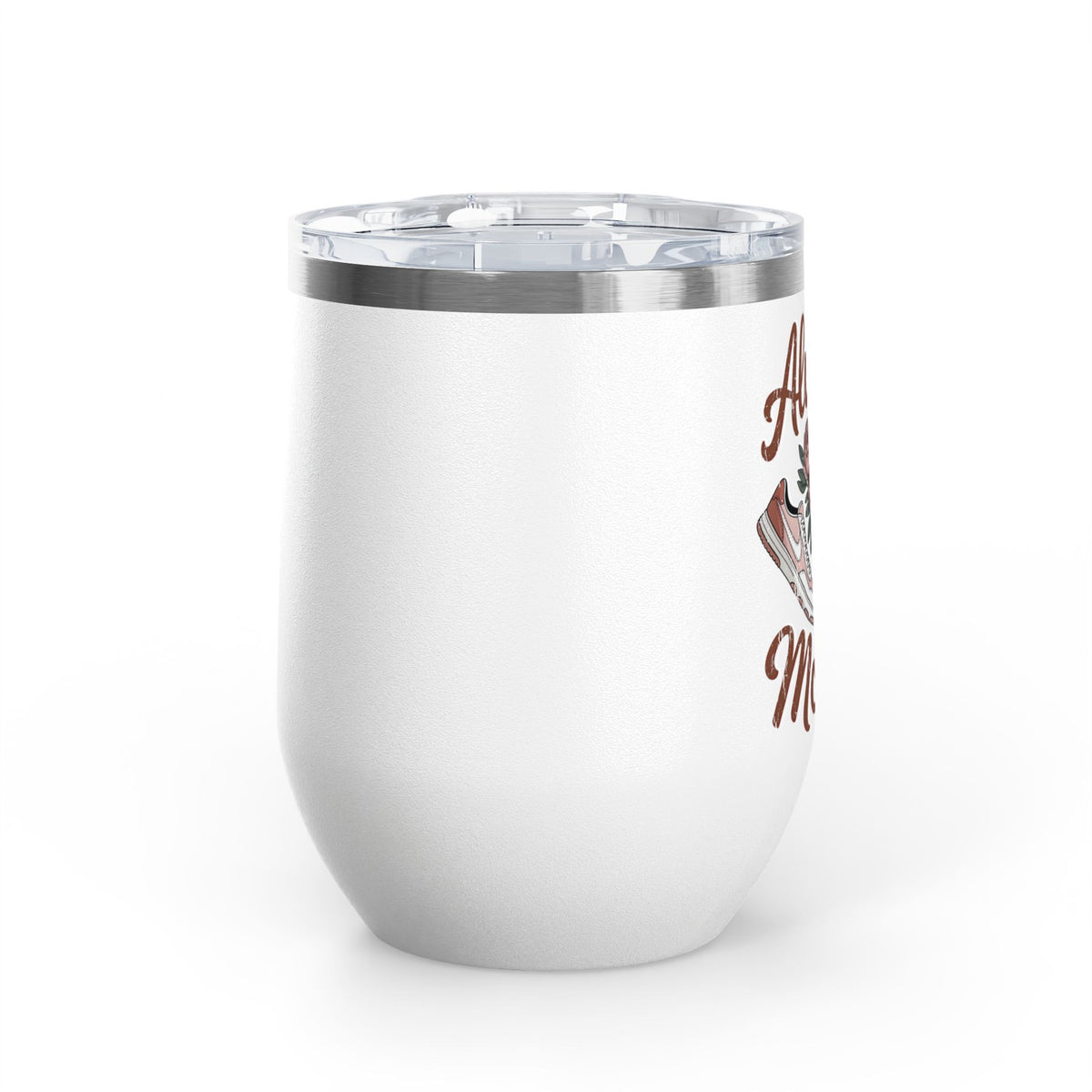 Always Moving Wine Tumbler, Sneaker and Floral Design, Fitness Lover Gift, Motivational Drinkware for Women, Workout Gift