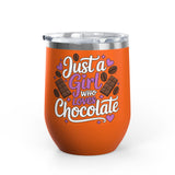 Chocolate Lover Wine Tumbler, Just a Girl Who Loves Chocolate, Cute Sweet Treat Tumbler, Dessert Lover Gift for Her, Coffee Lover Gift