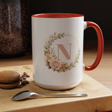 Personalized Floral Monogram Mug, Custom Initial Coffee Mug for Women, Botanical Letter Cup, Bridesmaid Gift, Birthday Gift for Her