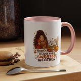 Personalized Sweater Weather Mug, Custom Name Fall Coffee Cup, Cozy Book Lover Gift for Her, Autumn Pumpkin and Reading Design