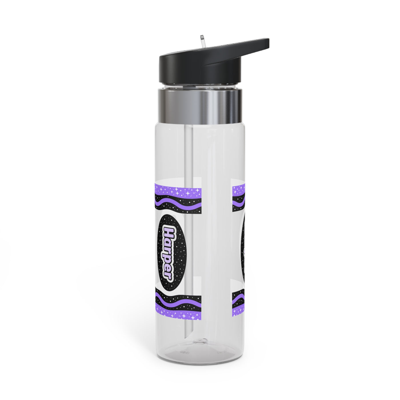 Personalized Transparent Water Bottle, Purple Star Drink Bottle for Girls, Cute School Water Bottle, Back to School Gift