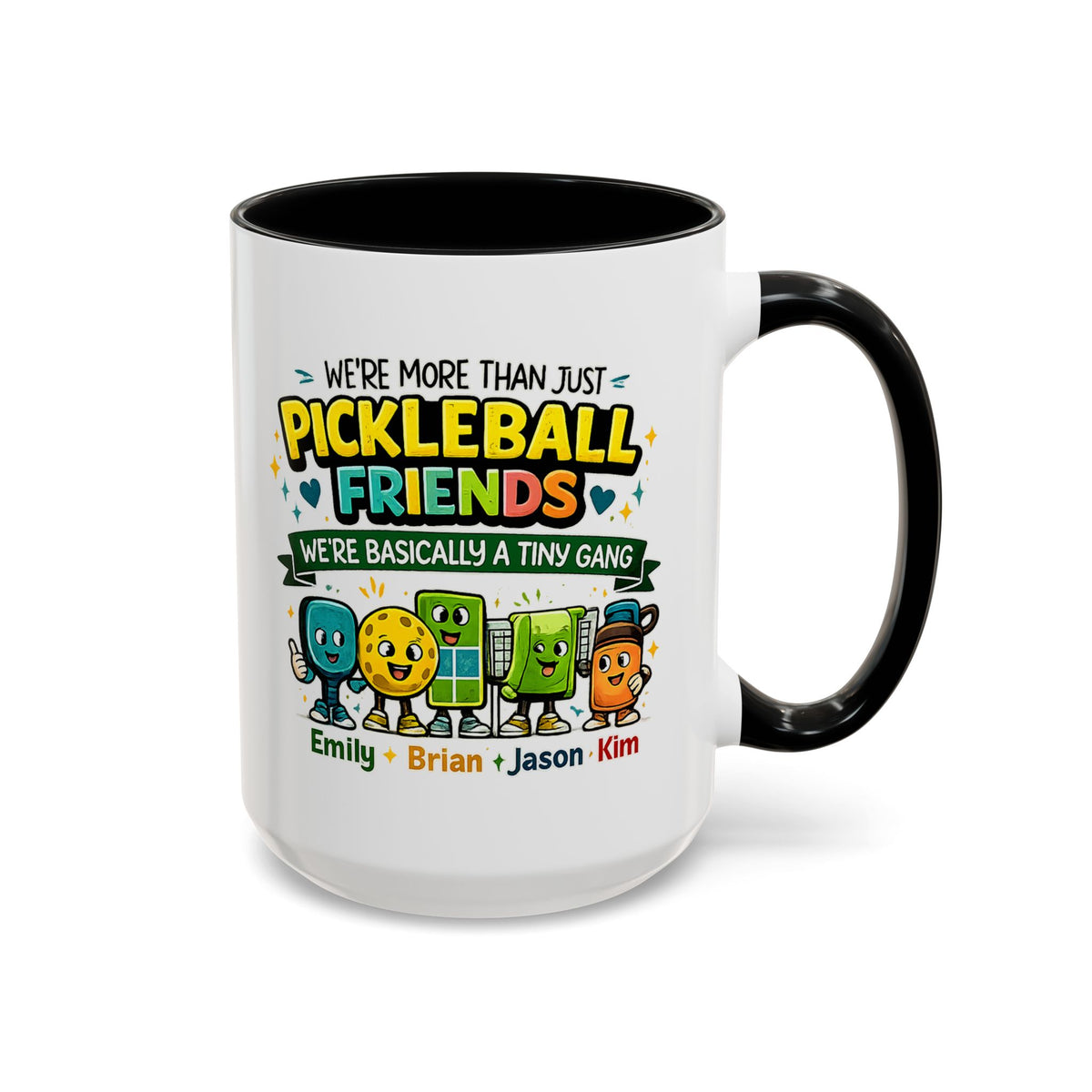 Personalized Pickleball Friends Mug, Custom Pickleball Team Coffee Mug with Names, Funny Pickleball Gift for Teammates and Best Friends