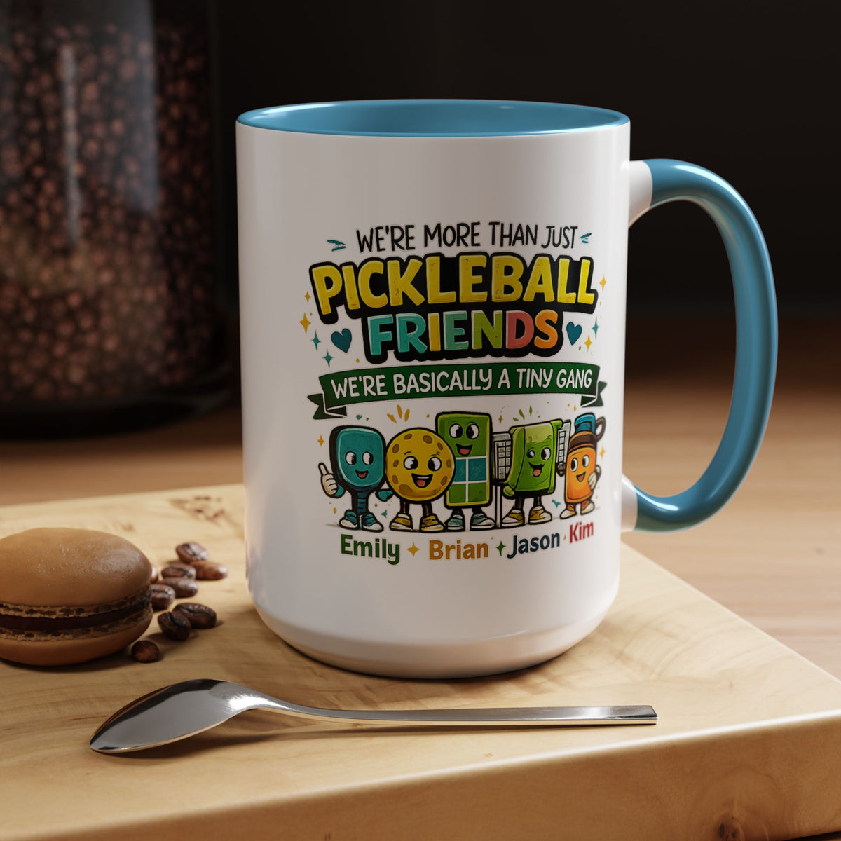 Personalized Pickleball Friends Mug, Custom Pickleball Team Coffee Mug with Names, Funny Pickleball Gift for Teammates and Best Friends