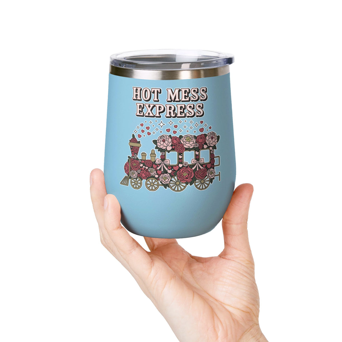 Hot Mess Express Wine Tumbler, Floral Drinkware, Funny Gift for Busy Moms, Besties, Coworkers and Chaos Coordinators