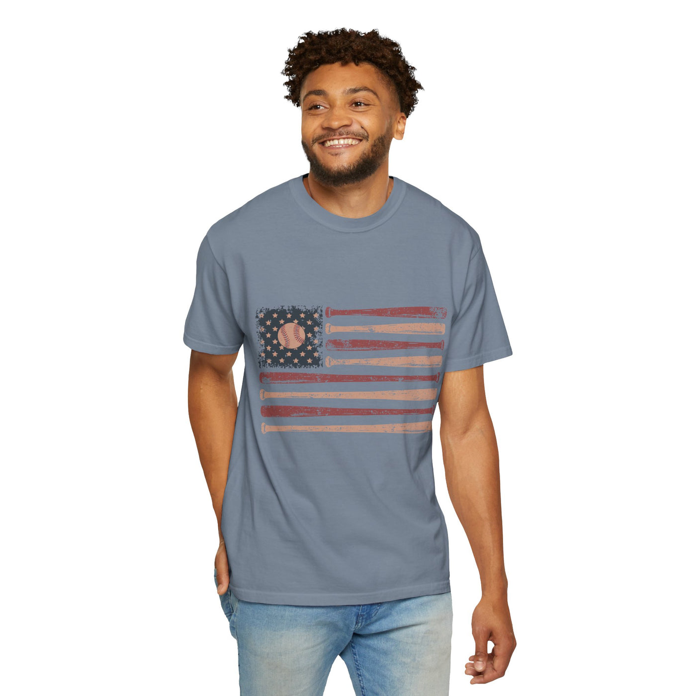 Game Day Patriotic Shirt Comfort Colors, USA Baseball Flag Graphic Tee, Fourth of July Gift for Sports Fan, American Vintage Top