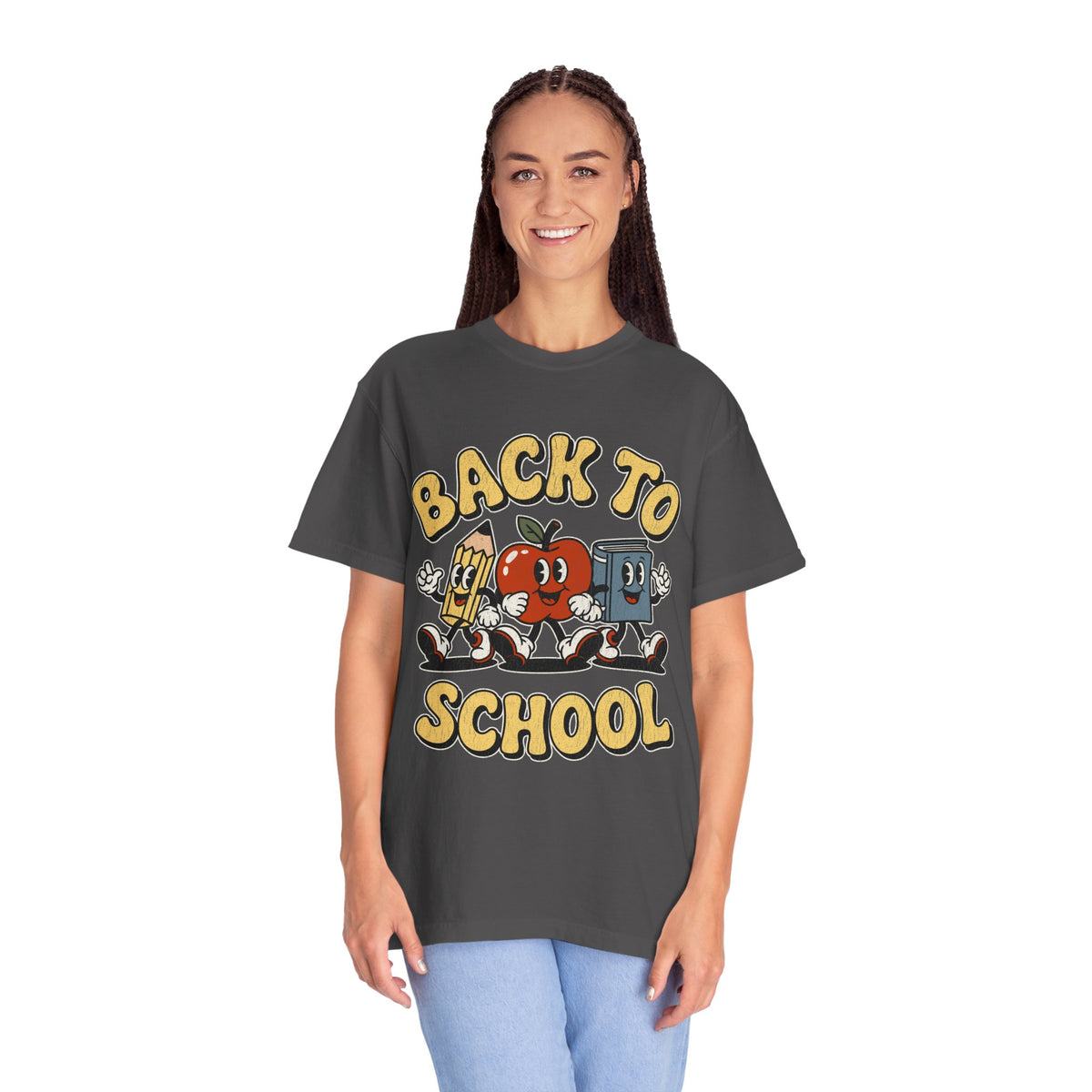 Back to School T-Shirt, Retro Apple Pencil and Book Graphic Tee, Teacher Shirt, First Day Classroom Outfit, Educator Gift, School Staff Top